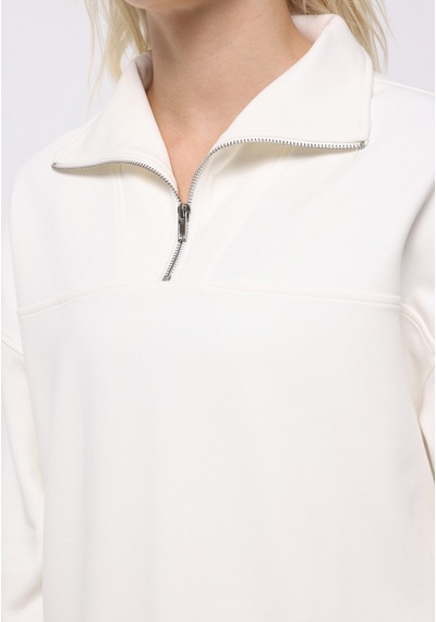 Colin's Colins Regular Fit Fermuarlı Düz Kadın Beyaz Sweatshirt Cl1076443 Q1.v2 Ofw Beyaz