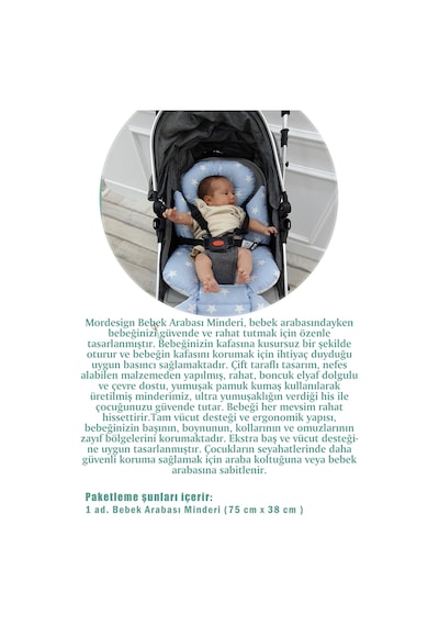 Bebek Arabası Minderi, Bel Destekli, Çift Taraflı, Stars Serisi, Stars