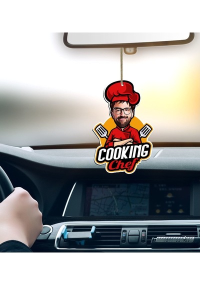 Kişiye Özel Bay Chef Karikatürlü Ahşap Araba Dikiz Ayna Süsü-11
