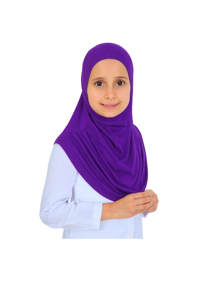 Modish Group Kız Çocuk Hazır Başörtüsü Pratik Penye Şal Tesettür Giyim Mor
