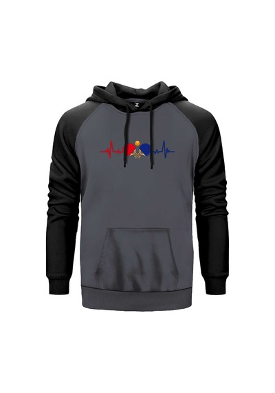 Ping Pong Heartbeat Gri Renk Reglan Kol Sweatshirt