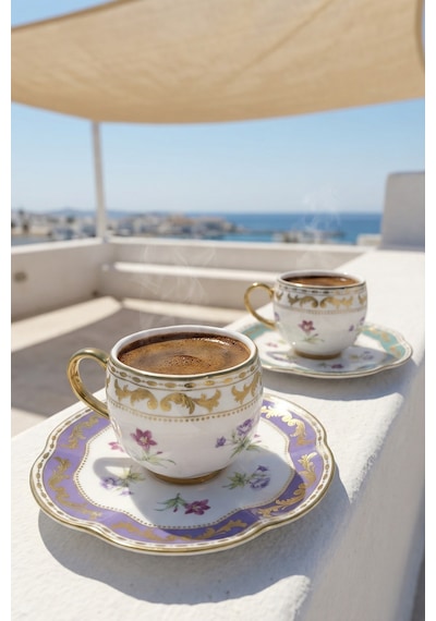 Acar Jasmine 6 Kişilik Porselen Kahve Fincan Takımı - 90 Ml Beyaz