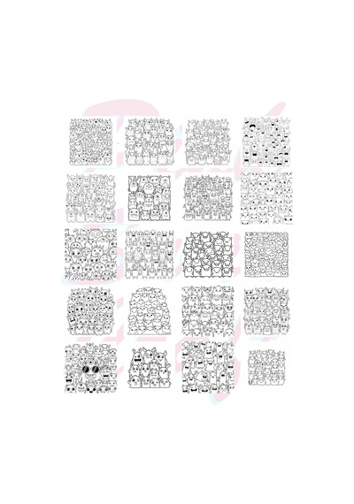 Cute Doodle Monsters Bold And Easy 20x20 Cm Büyük Boyama Kitabı, Çocuklar Ve Yetişkinler İçin