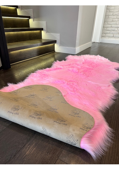 A Post Pembe Yumuşak Dokulu Peluş Halı Çift Kafa Post