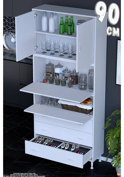 Ekin 90 Cm Bakliyat Dolabı Kahve Köşesi 3 Çekmeceli Çok Amaçlı Mutfak Kiler Banyo Dolabı Beyaz Ekin 90 Cm Bakliyat Dolabı Kahve Köşesi 3 Çekmeceli Çok Amaçlı Mutfak Kiler Banyo Dolabı Beyaz