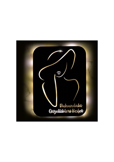 Led Işıklı Kişiselleştirilebilir Kadın Temalı Tablo Fragile Dekoratif Gece Lambası Sarı - 737247434 Sarı