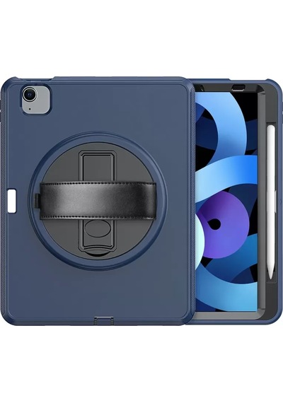 Apple iPad Uyumlu 2022 10.9 10.nesil Kılıf Hand Strap Tablet Kılıfı - Lacivert Arka Kapak