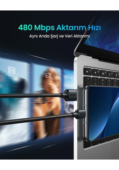 Ugreen Usb-c - Usb-a 3a Qc Hızlı Şarj Kablosu, 2 M, Siyah, 60118