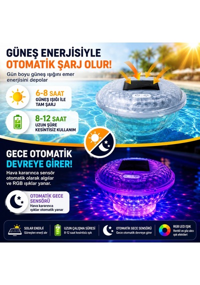 Hpytech Güneş Enerjili Rgb Led Havuz Klor Şamandırası Uzaktan Kumandalı Ip67 Su Geçirmez Otomatik Gece Sensörlü Solar Klor Dağıtıcı