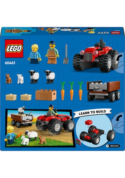 LEGO® City Römorklu Kırmızı Çiftlik Traktörü ve Koyun 60461 - 4 Yaş ve Üzeri Çocuklar için Yaratıcı Oyuncak Yapım Seti (116 Parça)