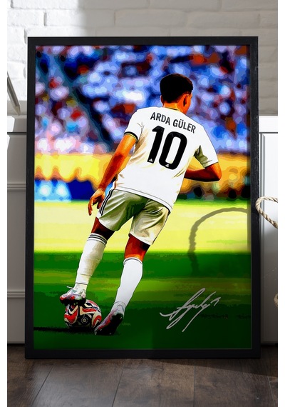 Arda Güler Siyah Ahşap Çerçeveli Poster, Dekoratif Futbol Real Madrid Duvar Tablosu