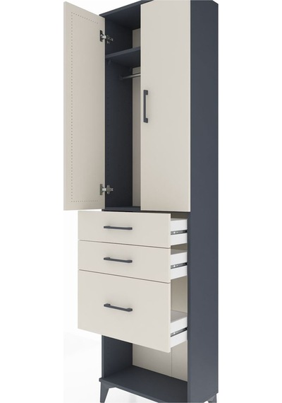 Arges Dolap 2 Raflı 3 Çekmeceli Tek Askılı 60x30x221 Antrasit... Antrasit