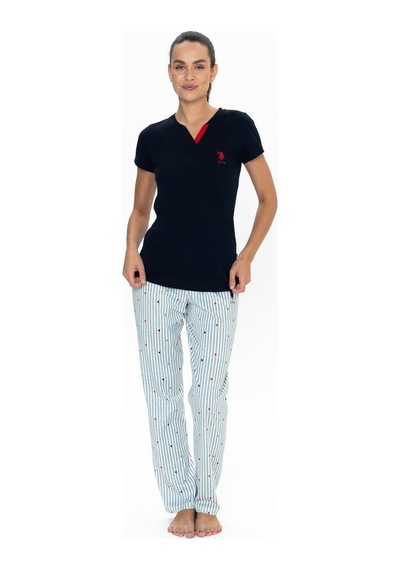 U.s. Polo Assn. Kadın Lacivert Battal Pijama Takım Kırmızı