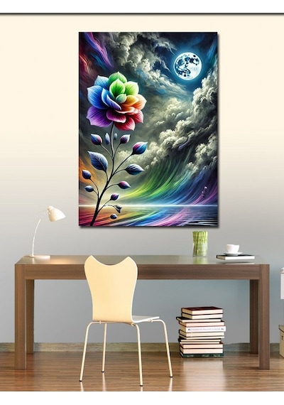 Kanvas Tablo Ayışığında Çiçek Figürü 100cmx140cm