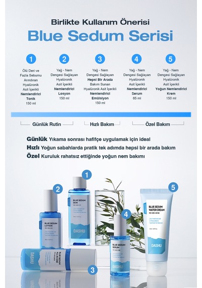 Dashu Blue Sedum Yağ ve Nem Dengesi Sağlayan Hyalüronik Asit İçerikli Nemlendirici Serum 65 ML
