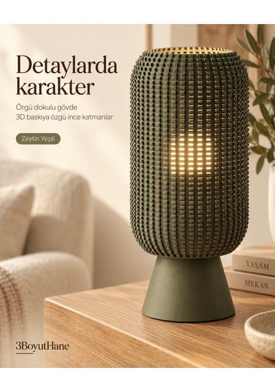 Modern Dekoratif Masa Lambası Salon Ve Yatak Odası İçin Abajur, 10 Renk Seçeneği, E14 Led Uyumlu Yeşil