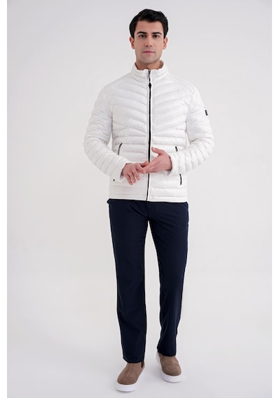 Slim Fit Hakim Yaka Yan Cepli Kaz Tüyü Beyaz Şişme Mont Mt 176 Beyaz