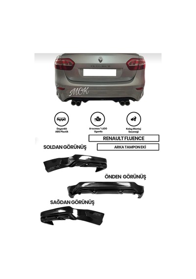 Renault Fluence Uyumlu Makyajlı Sağ Sol Çift Çıkışlı Arka Ek Plastik
