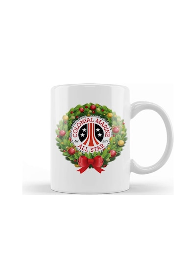 Christmas All Star Colonial Marines Aliens Wreath Kupa Bardak Porselen Karışık