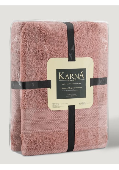 Karna Solid Pamuklu Havlu Seti 70x140 Gül Kurusu