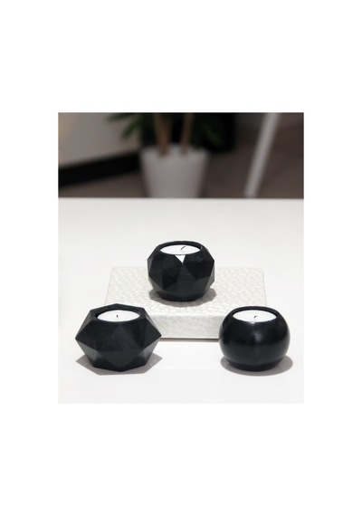 Tealight Beton Mumluk Set 3 Lü Siyah Tyc00602021271