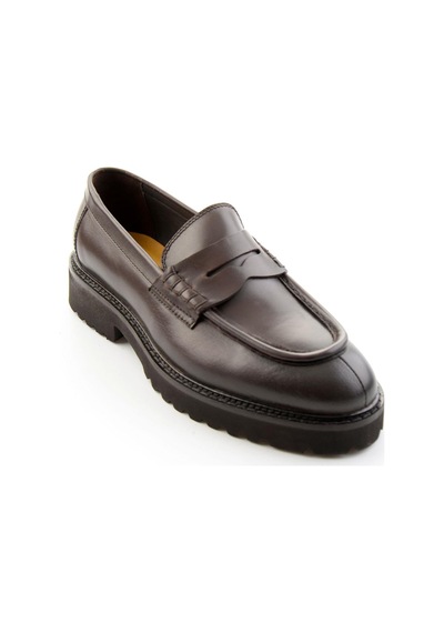 Kahve Antik Hakiki Deri Erkek Loafer Ayakkabı E01648626941