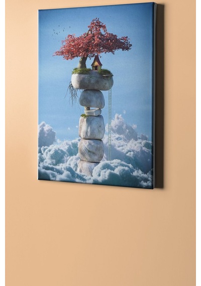 Webstyle Sayılarla Boyama Seti Kasnaklı Taşların Üstünde Ev 50 X 65 Cm