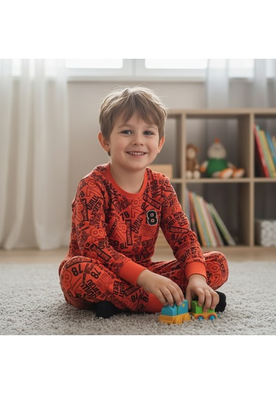 Bonbon Çocuk Desenli 2'li Pijama Takımı Cb1000 Gri
