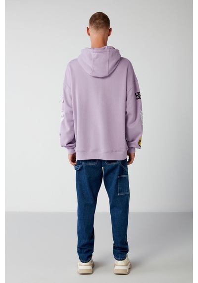 Grimelange Smıle Relaxed Oversize Lila  Sweatshirt