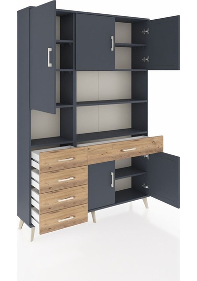 Arges Dolap 9 Raflı 5 Çekmeceli 5 Kapaklı 132x30x195 Antrasit-antrasit/çam Antrasıt/atlas Çam Arges Dolap 9 Raflı 5 Çekmeceli 5 Kapaklı 132x30x195 Antrasit-antrasit/çam Antrasıt/atlas Çam