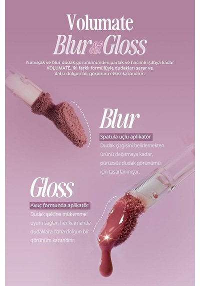 Pigmentli, Parlak Bitişli Dolgunlaştırıcı Lip Gloss Volumate Gloss 206 Grape Syrup