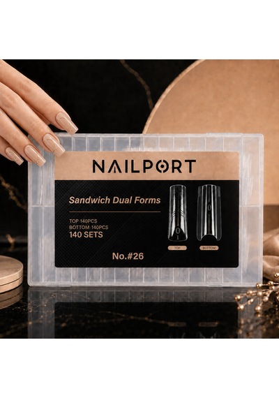Medium Square Protez Tırnak Sandwich Dual Üst Form Jel Polygel Acrygel - Akrijel Ve Polijel İçin Dual Form Şablon 280li Wn-df026