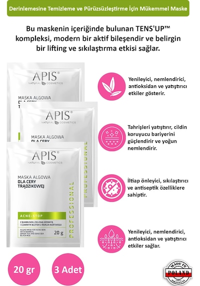 Apis Natural Akne Alg Maskesi 3 x 20 G