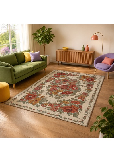 Kartela Halı Karabağ Halı Jüt Taban Dokuma Halı Bej - 180 X 270 Cm