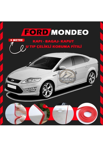Ford Mondeo Oto Araç Kapı Koruma Fitili 5metre Parlak Kırmızı Renk