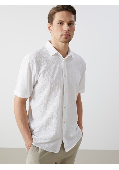 Lcw Vision Beyaz Regular Fit Kısa Kollu Erkek Basic Gömlek
