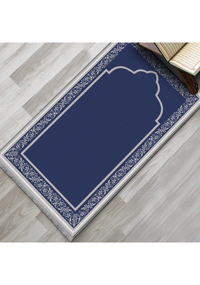 Evaşk Namazlık Dokuma Halı Kaymaz Muslumana Seccade80 x 130 Lacivert EVASK801D66