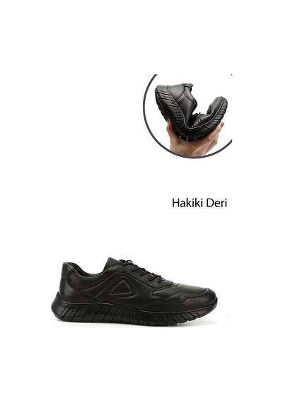 Gönderi(R) Erkek Siyah Bağcıklı Hakiki Deri Comfort Sneaker Ddma73542604 Siyah