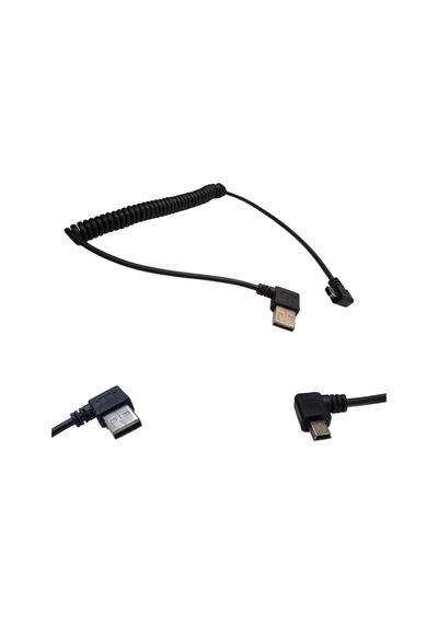 5 Pin Mini Usb L Tipi Spiral Kablo 90 Derece Mini Usb Spiral Kablo 1 M 1,5m