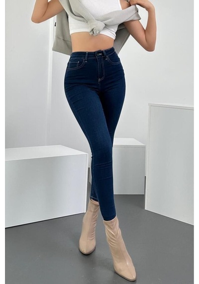 Hlt Jeans Kadın Blue Black Süper Skinny Fit Esnek Likralı Yüksek Bel Denim Jean Kot Pantolon Jennie-b.black-a 46 Beden Çok Renkli