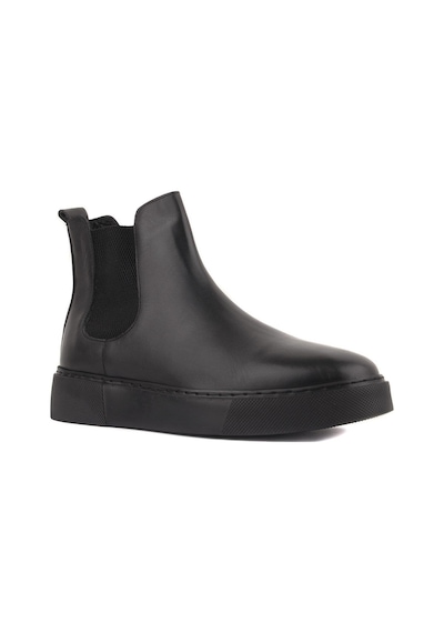 Shoetyle - Siyah Hakiki Deri Erkek Chelsea Bot - Siyah Taban - 250-041 -1163 Siyah
