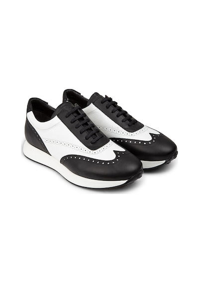 Deery Hakiki Deri Siyah Beyaz Erkek Sneaker Ayakkabı - 00750Mbyze01 Beyaz