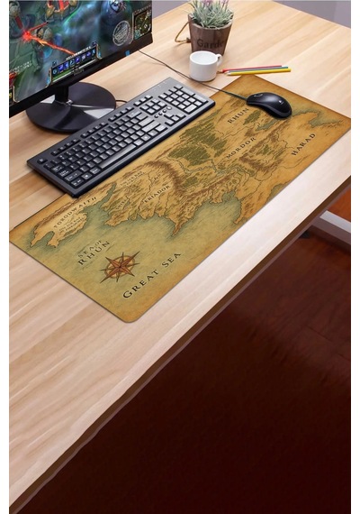 Sonictouch Orta Çağ Haritası World Kahverengi Gamer Oyuncu Dikişsiz Sıvı Geçirmez Klavye Mouse Pad 3 Mousepad