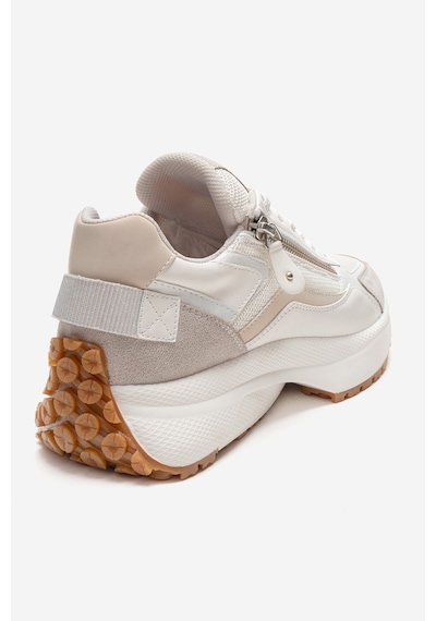 Luvishoes Rocca Buz Beyaz Fermuar Detaylı Kadın Sneaker Beyaz