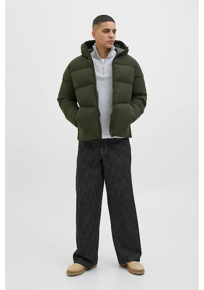 Jack & Jones Erkek Jjglobal Kapüşonlu Şişme Mont 12283517 Koyu Yeşil Koyu Yeşil