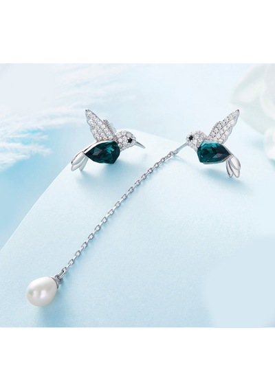 Monemel Kristal Taşlı Gümüş Küpe Altın Kaplama E0705 Gümüş