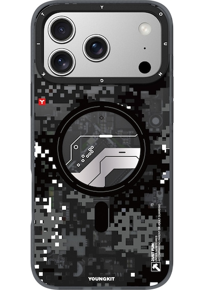 Apple Uyumlu iPhone 17 Pro Max  Kılıf M-safe Şarj Özellikli Youngkit Camouflage Sykell Serisi Kapak Siyah Siyah