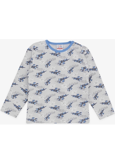 Breeze Girls & Boys Erkek Bebek Pijama Takımı Uçak Desenli 9 Ay-3 Yaş, Gri-gri Gri