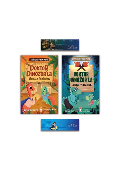 Timaş Çocuk Keşiflerle Dünya Tarihi - Doktor Dinozorla Yazıya Yolculuk - Ateşe Yolculuk Set 2 Kitap