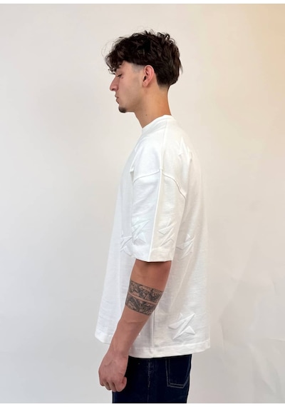 Zaee Star Baskılı Oversize Tişört Beyaz